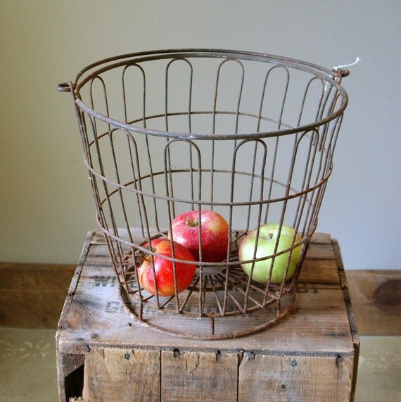 Large Vintage Metal Egg Gathering Basket by CountryAnthropology
