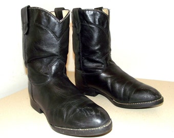 Texas brand Black Roper style cowboy boots size 6 D or Cowgirl size 7.5