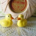 2 Vintage Miniature Ducks Figurines Yellow Dollhouse