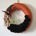 Halloween Wreath, Witch Wreath, Orange and Black Decor, 12 inch Size