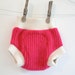 small pink and cream soaker - hybrid of upcycled and new merino interlock wool - double layer wet zone - stretchy and soft