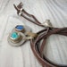 Leather Charm Necklace or Wrap Bracelet - Jeweled Gypsy in Turquoise - Long and Adjustable