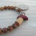 Gypsy Mala Bracelet, Light Brown, Wood Mala, Coin Charm Bracelet