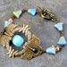 Buckle Style Bracelet, Antique Brass, Aquamarine, Spring Jewelry, Pastel Jewelry, Vintage Style, Brass Jewelry, Metal Bracelet