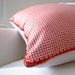 Red Basket Weave Vera Silk PILLOW Sham - Throw PIllow Cover Handmade with Vintage 1970s Vera Scarf in Red and White Geometric Rope Design