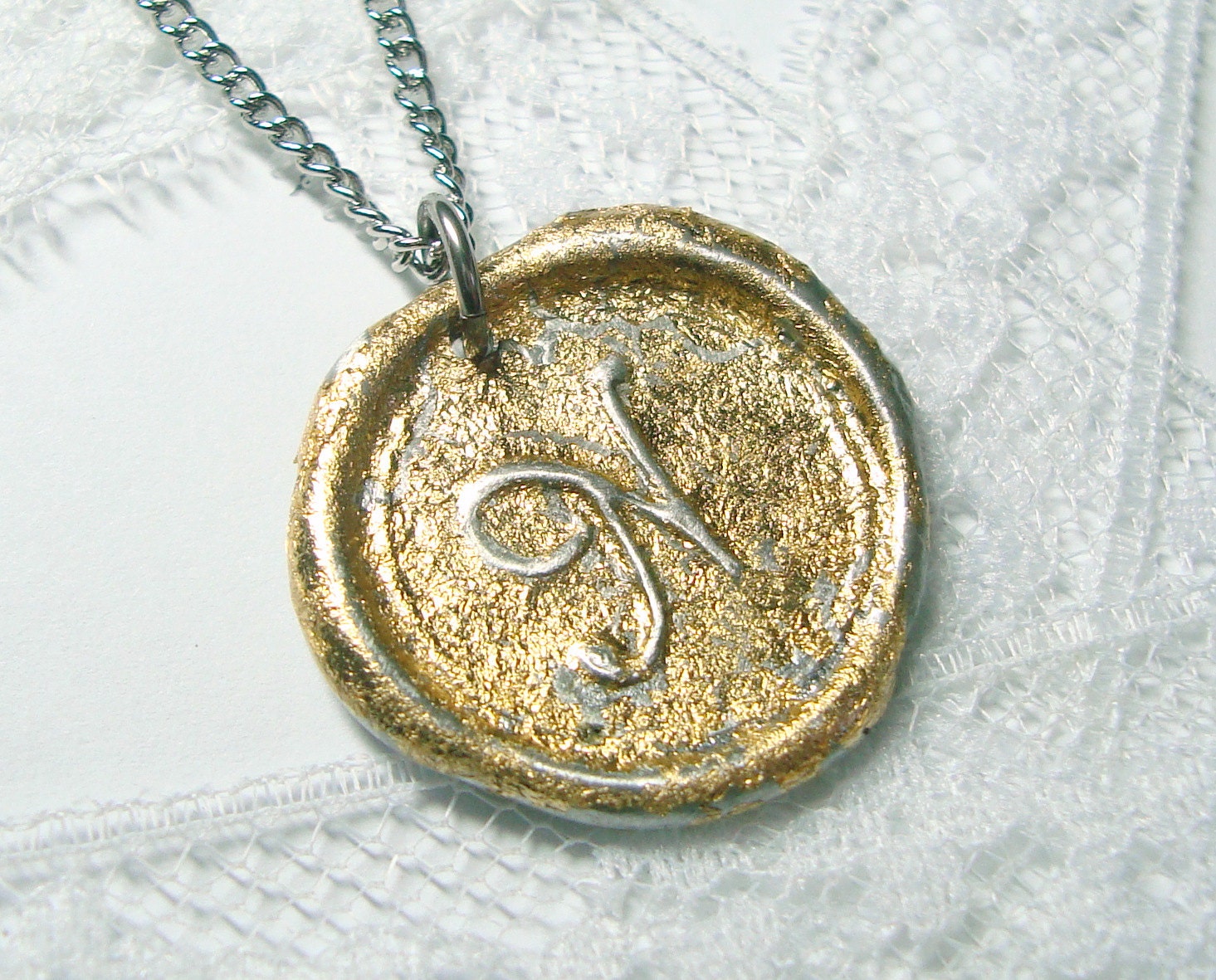 NEW Brilliant gold flake wax seal pendant Letter of your