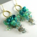 Reserved-Watery Gemstone Gold Filled Cluster Earrings - Waterfall