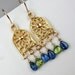 Peridot Blue Kyanite Earrings Wire Wrapped Gemstone Earrings Blue Green Gold Earrings August Birthstone