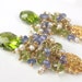 Peridot Cluster Post Earrings 14k Gold Fill Pearl Tanzanite Wire Wrapped Cluster Earrings August Birthstone Luxury Fashion