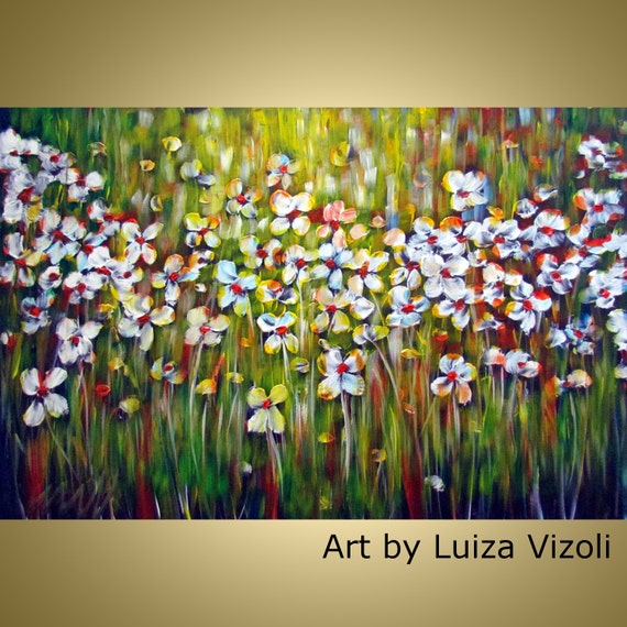 Original Oil Painting GRASS and FLOWERS Modern Wall Art on