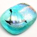 Dichroic Glass Cabochon - aquamarine blue - one of a kind ooak - fused glass - 17 carats - wire wrap supplies - cab - teal aqua