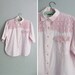 vintage '80s pink & white STRIPED CROP button-up shirt with KNIT trim.