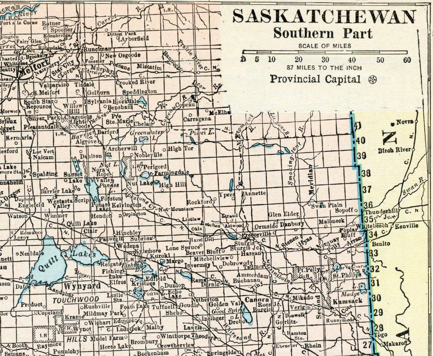 1929 Vintage Map of Saskatchewan Saskatchewan Vintage Map