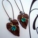 WOODLAND CHIC Peacock, Vintage Art Nouveau Earrings, Blue Zircon Rhinestone Earrings, Peacock Blue Green
