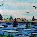 Original Art Sailboats Seascape Mixed Media ACEO