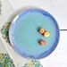 ceramic platter 10"D blue turquoise ceramic plate wheel thrown