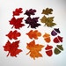 20 piece Fabric Applique Iron Ons - Hand Dyed Cotton Maple Leaves, Oak and Acorns