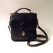 vintage Distressed Black Leather Station Bag