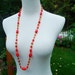 Vintage Orange Beaded Necklace 35" Long 1970s