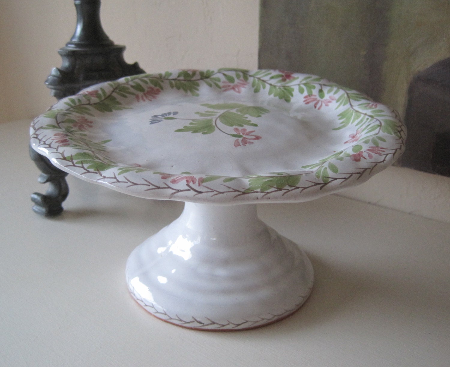 Vintage Footed Cake Stand Torte Plate Cupcake Display Hand 2081