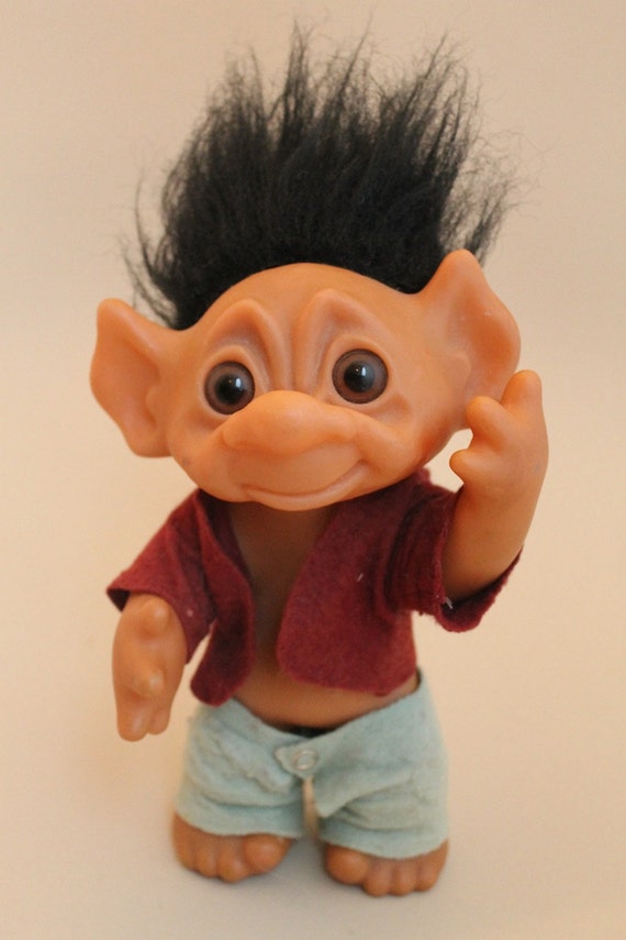 Thomas Dam Troll Doll. Large Vintage. Jointed arm and head.
