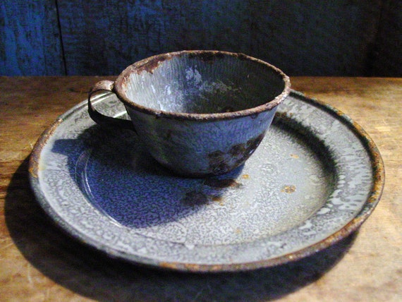 plates Plate, Gray  vintage Decor, Cup & Vintage   Kitchen cup Farmhouse Graniteware