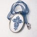 RESERVED-Cross Stitch Embroidered Necklace, Embroidered Pendant, Needlework Necklace, Handstitched - Blue Cross