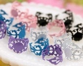 18mm Color Enamel Filigree Ring Bases or Blank Rings, Brass - 5 pc set