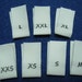 100pcs Damask Woven Size Labels ( White background with Black letter ) Free Shipping
