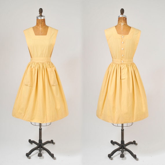 1950's Yellow Apron Waitress or Workshop Uniform Back