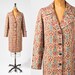 1950s Brocade Cotton Print Coat - Mid Century Lightweight Autumn