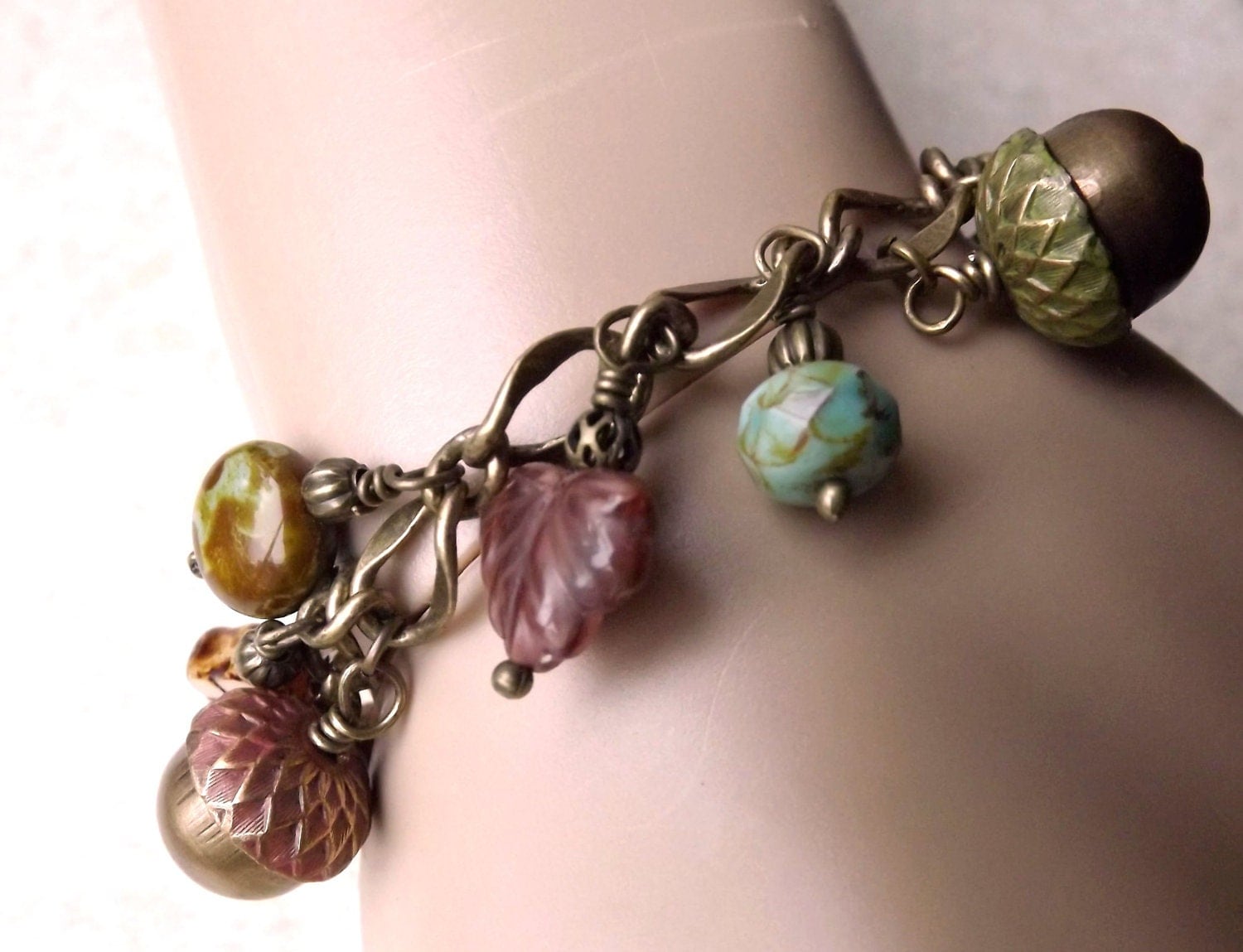 Charm Bracelet Acorns and Leaves Fall Colors Autumn Leaves