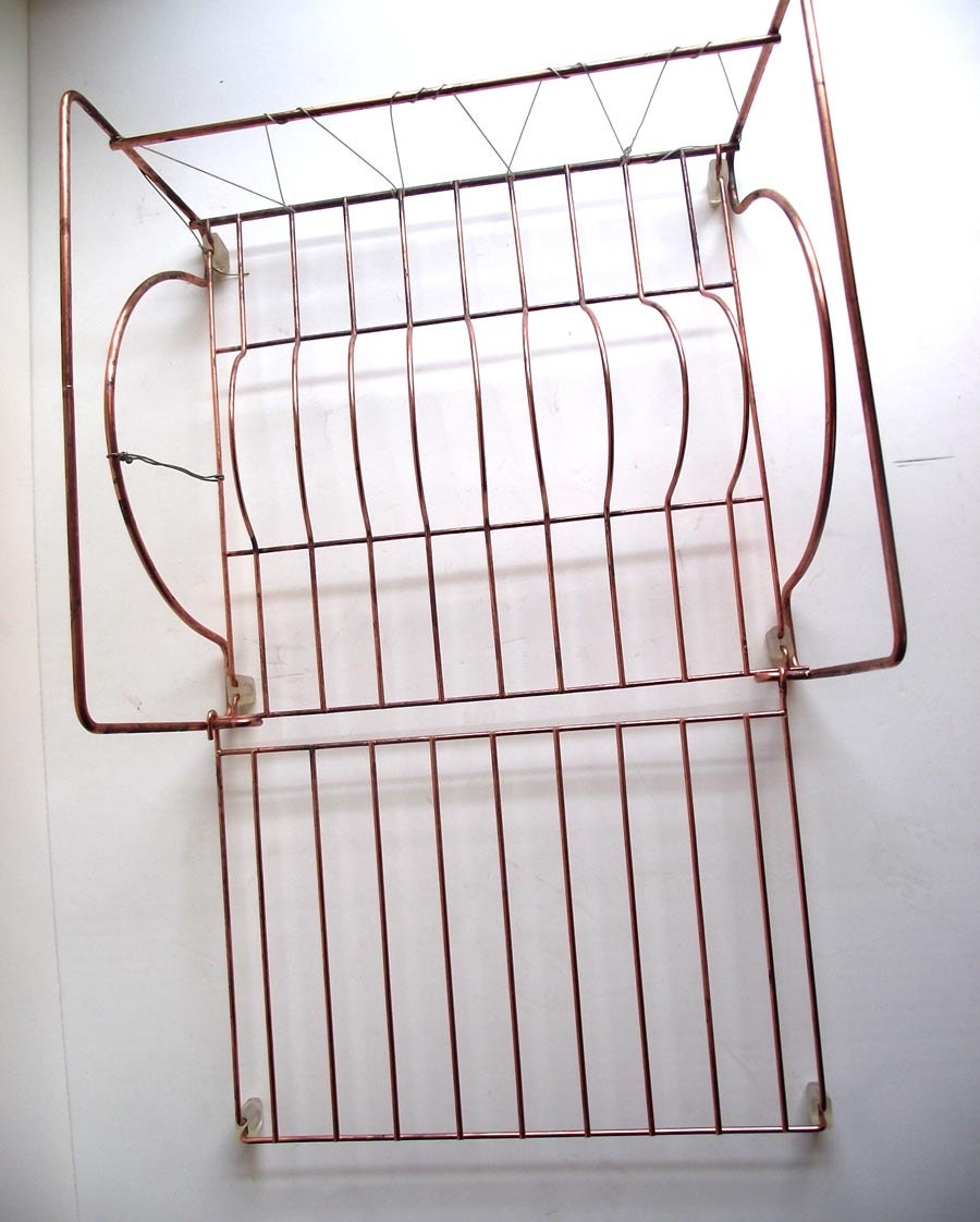 1970s Copper Dish Rack. Copper Kitchen Decor. Industrial Meets