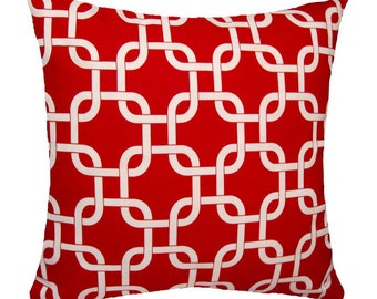 Red Throw Pillow - Gotcha Red Chain Link Decorative Pillow Free Shipping