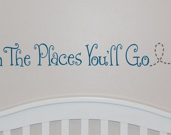 Oh the Places You'll Go (SMALL) - Vinyl Wall Decal - Airplane Wall Decal - Nursery Wall Decal - Boy Wall Decal - Boy Nursery Decal