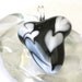 Lampwork Glass Focal Heart - Black and White Cascading Heart
