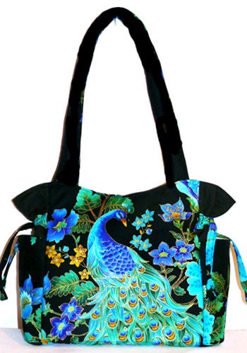 blue and green purse