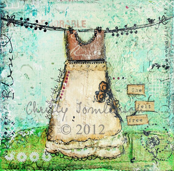 Items similar to She felt free Christy Tomlinson Mixed Media CANVAS ...