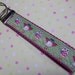 Key Fob, Wristlet Style, Owls in Green and Pink