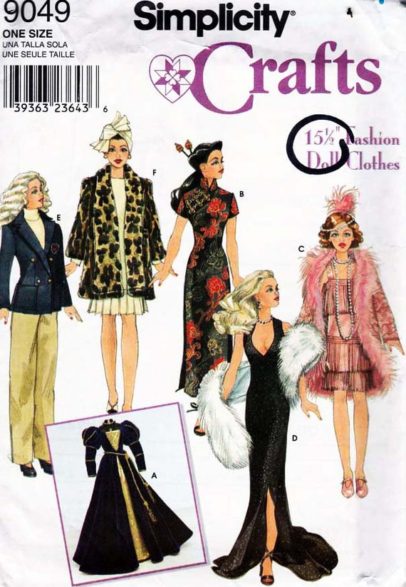 Simplicity 9049 Fashion Doll Clothes Pattern Couturier