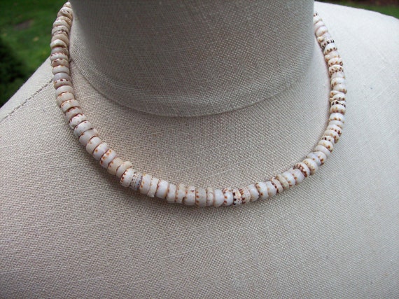 Vintage Puka Shell necklace bridal cream and white by calla318