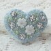 Something Blue -- Small Handmade Felt Bead and Embroidery Heart Pin