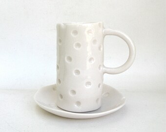 hand built translucent porcelain cup and dish ... demitasse