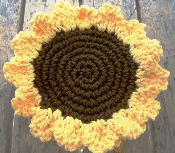 Crochet Sunflower Coaster Pattern Crochet Coaster Pattern