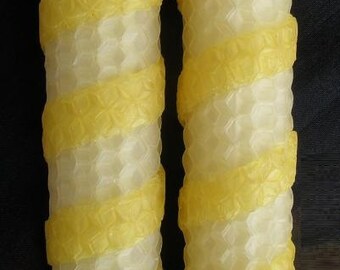 Twisted Tapers Beeswax Candles. Set of 2