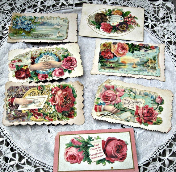 Antique calling cards Victorian era florals and