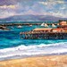 Original Landscape Painting California Coast Redondo Beach Pier Palette Knife