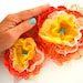 Orange-yellow-turquoise-Set of 2 organza flowers-Weddings Accessories Hair Belts Sashes-Bridal corsage,bridesmaids.