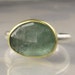 Rose Cut Light Blue Green Tourmaline Ring - 18k Gold and Sterling