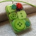 Green Leaf Ladybird Resin Pendant Necklace - Cute Button